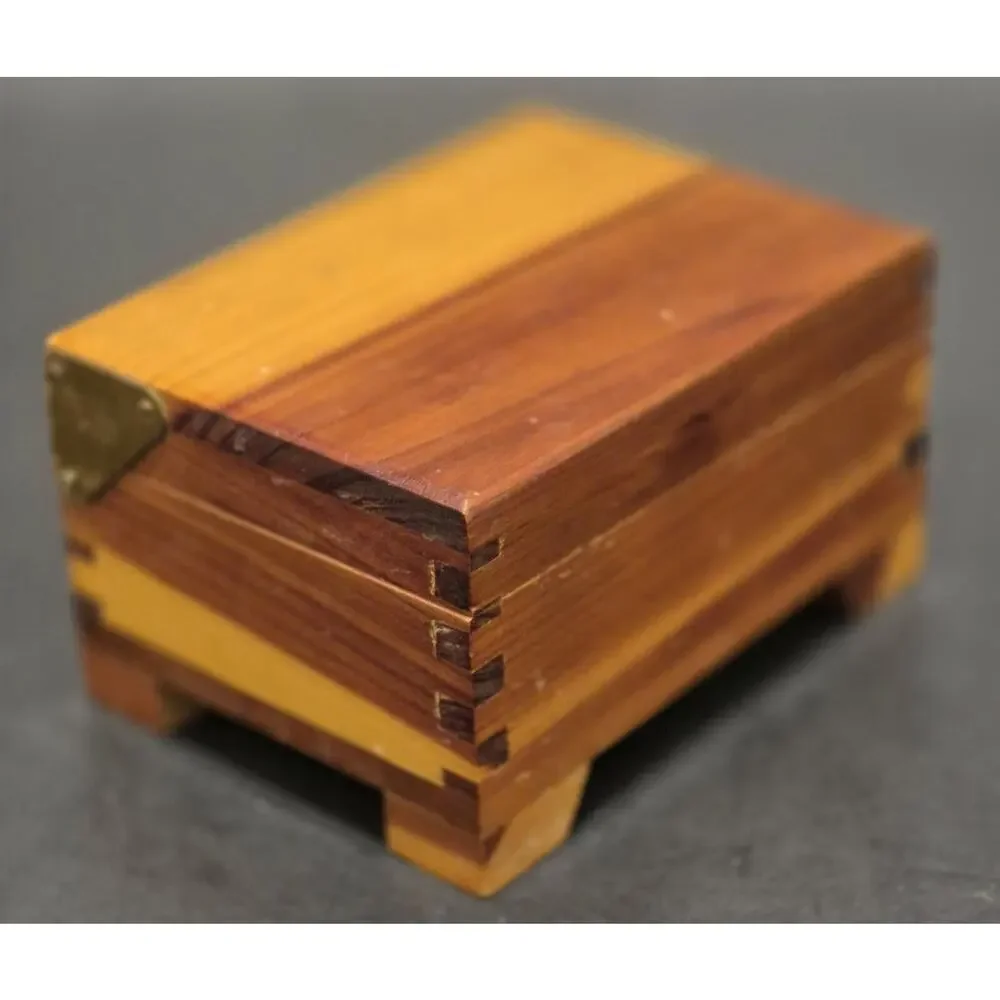 MCM Mini Cedar Chest Trinket Box Dovetail Brass Hinges 3x2x1.5